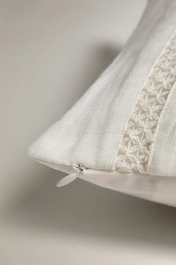 ZARA HOME ЛЬНЯНОЙ ЧЕХОЛ ДЛЯ ДЕКОРАТИВНОЙ ПОДУШКИ, ЖЕЛТОВАТО-БЕЛЫЙ