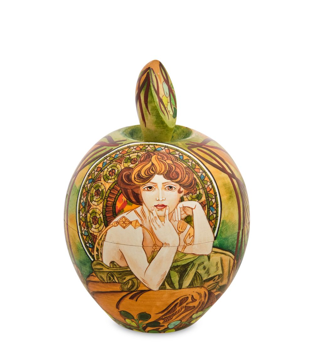 Народные промыслы МР-16/34-A Шкатулка-яблоко «Альфонс Муха - Драгоценные камнию. Топаз»