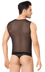 Костюм-сетка на замочке мужской майка и трусы черный XL