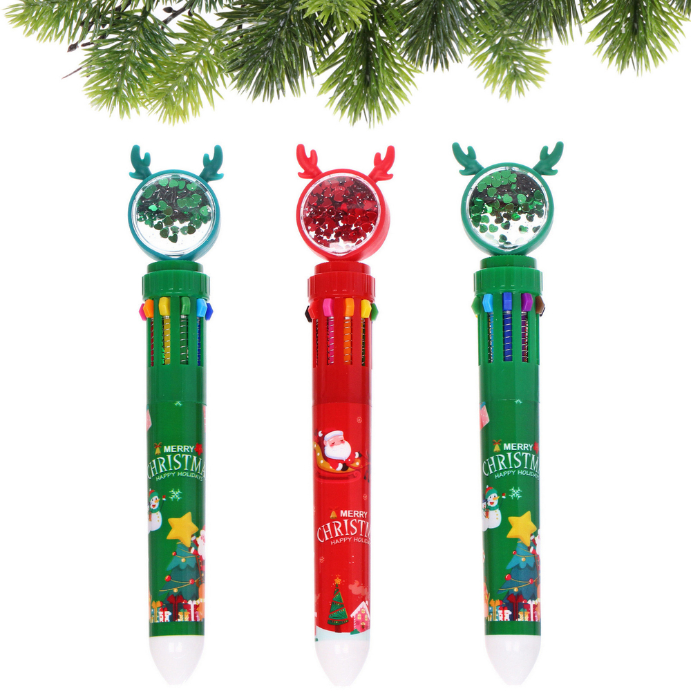 Ручка шариковая «Рождественские друзья», микс два дизайна 17см (инд. пакет с подвесом)
