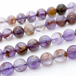 Аметист с включениями ("Ауралит"), диаметр 8-8,2 мм, цена за 12 шт (1/4 нити)