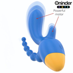 Синий мини-вибратор с анальным хвостом и управлением через приложение - 13 см. (Цвет: синий)