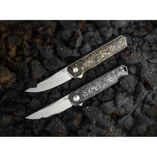 Складной нож Boker 01BO196 Kwaiken Compact Flipper Marble Carbon Copper c клинком из стали Böhler M390 Microclean®, рукоять титан / карбон