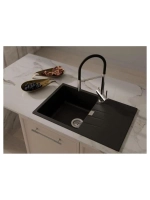 RIVELATO Мойка RAUM 78 1-чаша 780*500мм, монтаж: врезной, материал: кварц, цвет: черный