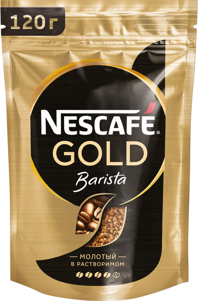 Кофе растворимый Nescafe Gold Barista с молотым кофе, пакет 120 г