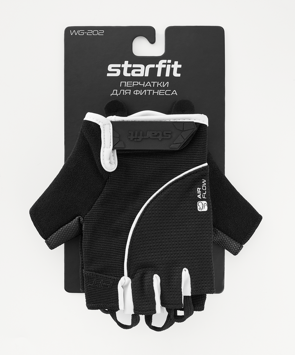 Перчатки для фитнеса Starfit WG-202, черный/белый