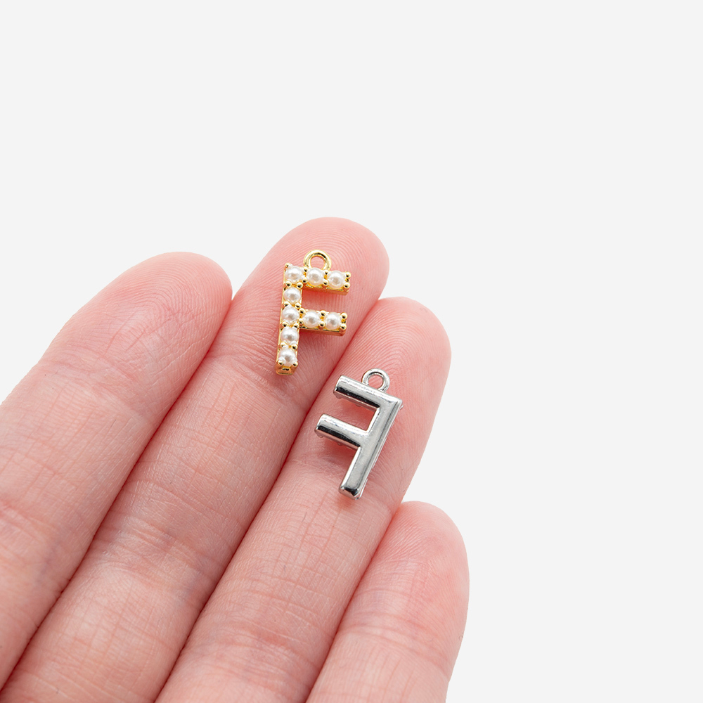 Подвеска с жемчугом в форме буквы "F", 14*7,2мм