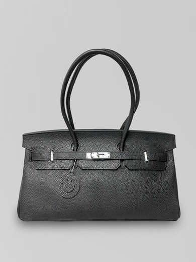 Сумка однотонная прямоугольной формы с короткими ручками и замком