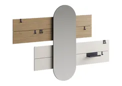 Вешалка Stripe L горизонтальная с зеркалом 60*160 см (натуральный дуб, дымка)