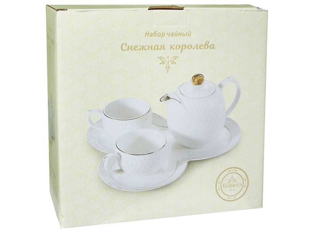 Чайный набор 4 предмета 250мл "Снежная королева", форма круглая