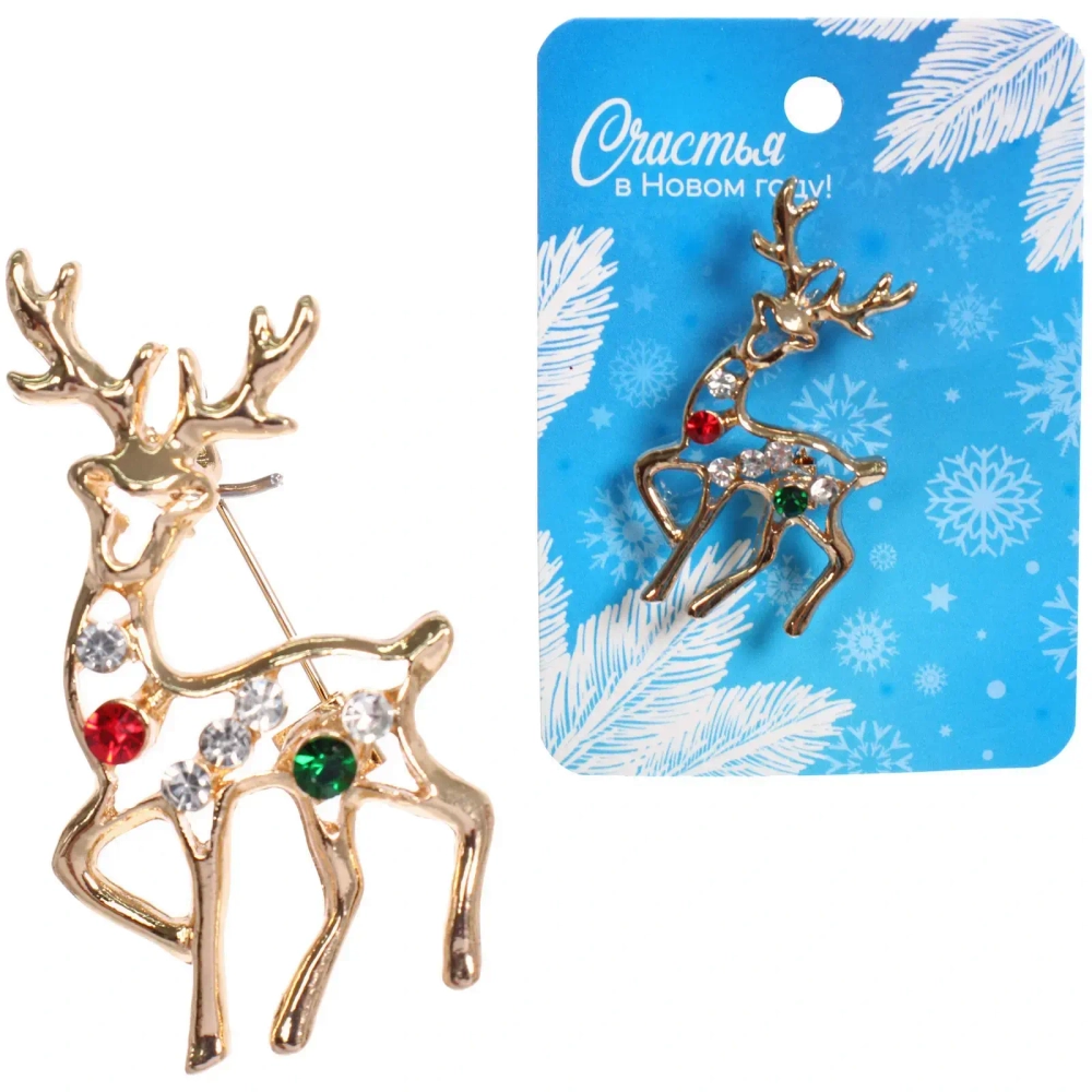 Брошь новогодняя «Gold Podarok - Северный оленёнок», см