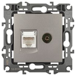 Розетка ЭРА Серия 12 12-3110-16 комбинированная RJ45+TV, титан | ЭРА 12 Титан