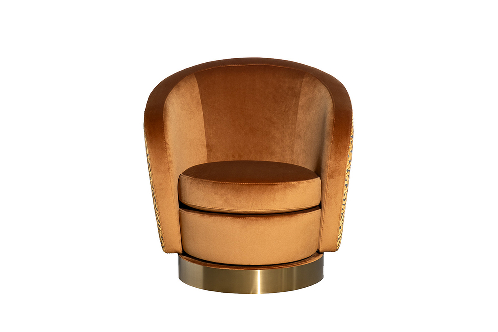 Кресло Наполи(Napoli) вращающееся, велюр принт Pad32+Latt-ORANG 76x76x76см Garda Decor