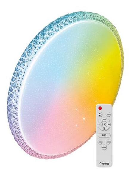 Светильник светодиодный PREMIUM MYSTERY RGB 75Вт 230В 3000-6500К 6000лм IP40 495х85мм настенно-потолочный управляемый с пультом ДУ с RGB подсветкой КОСМОС KSMystRGB75W