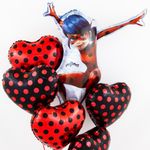 Шар (18"/46 см) Сердце, Красные точки, Черный