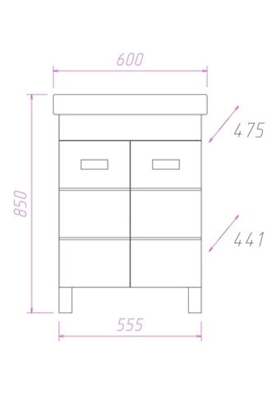 Тумба Onika БАЛТИКА-КВАДРО 60.10 с раковиной Santek Тигода 60