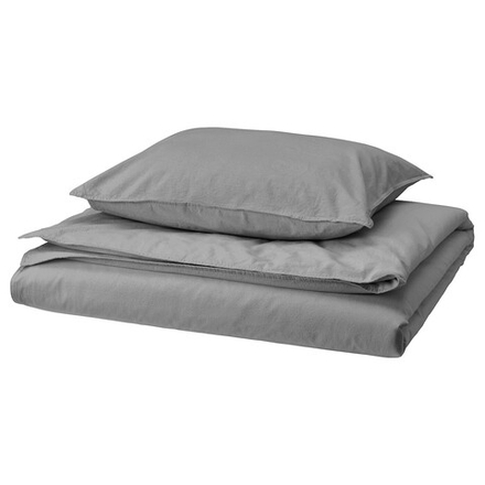 IKEA ÄNGSLILJA  (ИКЕА ÄНГСЛИЛЙА)  -  Пододеяльник и наволочка, серый, 150x200/50x60 см