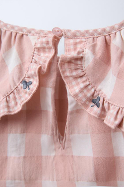 ZARA РУБАШКА В КЛЕТКУ С ЦВЕТОЧНОЙ ВЫШИВКОЙ, РОЗОВЫЙ