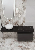 Тумба с раковиной и столешницей Armadi Art Flat 160 антрацит матовый