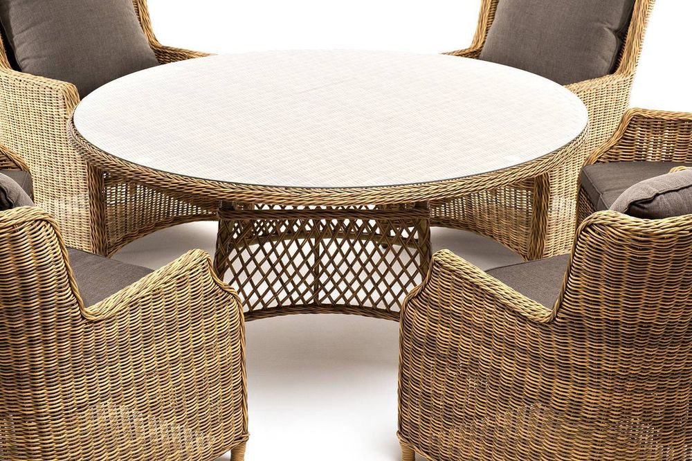 "Эспрессо–150 N" обеденная группа плетеная, цвет соломенный