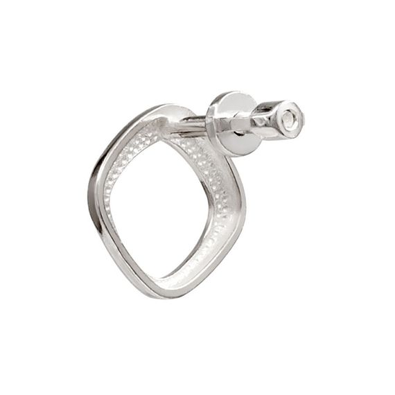 Серьги-пусеты Квадрат скругленный из серебра 925 пробы, вид 3