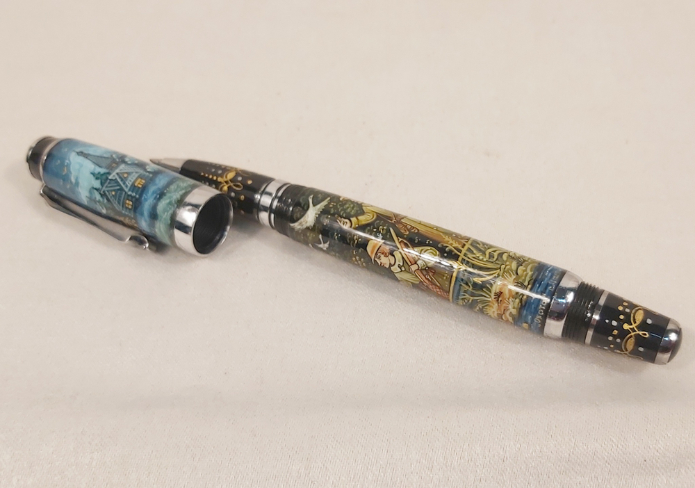 Коллекционная ручка с ручной росписью Палех "Охотник"