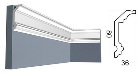 Карниз Контур под покраску, 80x36 мм