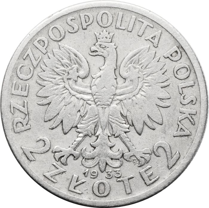 2 злотых 1933 Польша. Голова Полонии