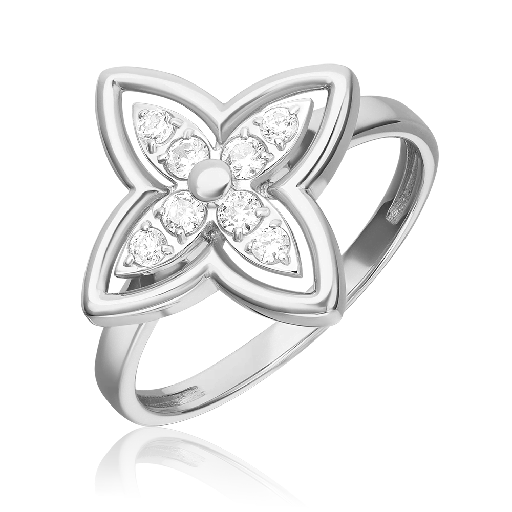 Кольцо из белого золота с фианитами