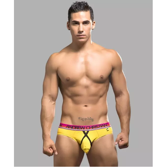 Мужские трусы брифы желтые Andrew Christian  AC9769