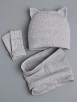 Шапка для девочки осенняя с митенками и снудом