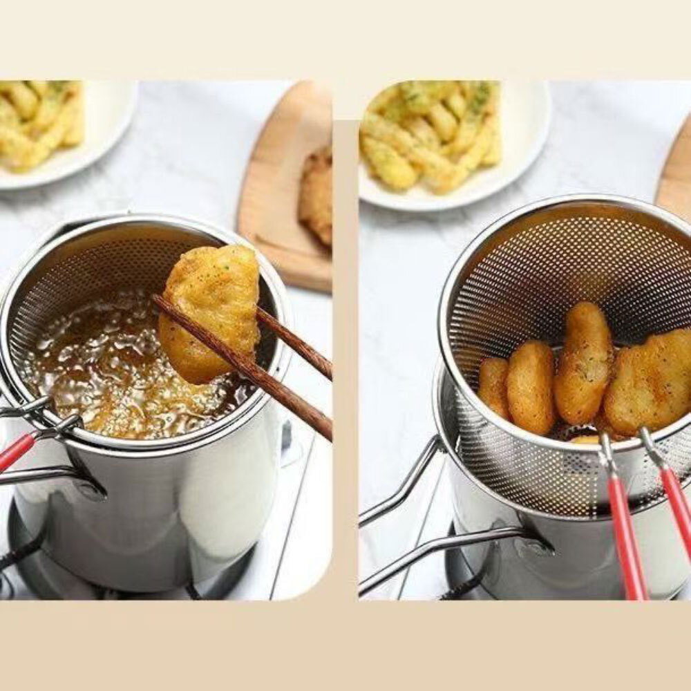 Фритюрница мини 1,2л ковш с корзиной 12см, прорезиненная ручка, нерж.сталь