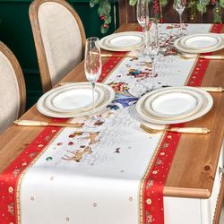 ДОРОЖКА "С НОВЫМ ГОДОМ "45Х300СМ ,КРАСНЫЙ, 100% ХЛОПОК,ТВИЛ ПРОПИТКА