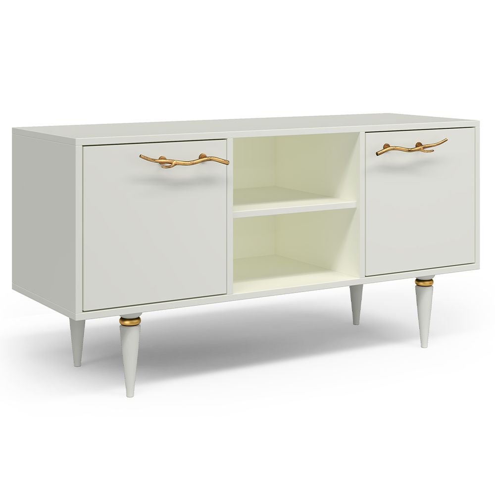 Тумба под ТВ Арт Колор matte 117см Классик Голд Белый опал матовый