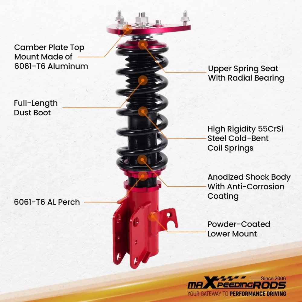 MaXpeedingrods Coilovers Lowering Kit подходит для автомобиля Subaru WRX STI 2008-14 Adj. Height