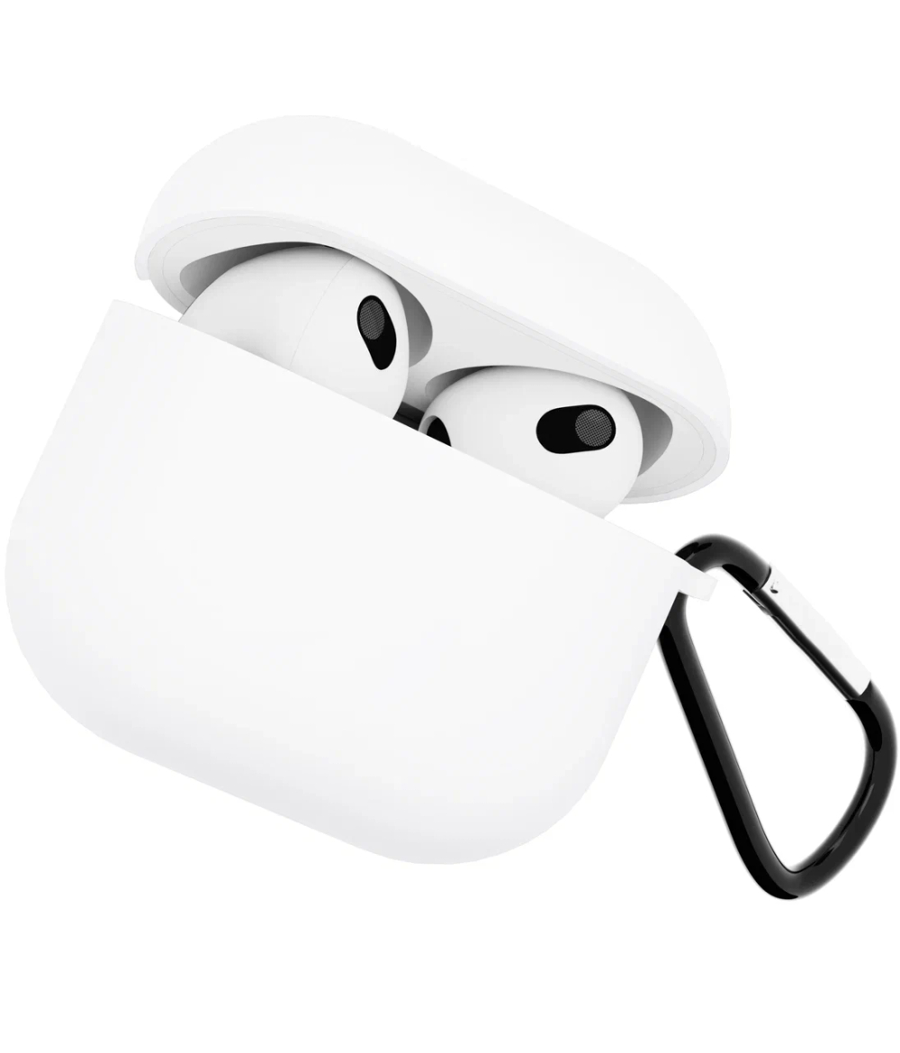 Чехол для Airpods 3 Gurdini силиконовый с карабином Белый