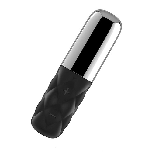 Чёрно-серебристая вибропуля 11см Satisfyer Sparkling Darling