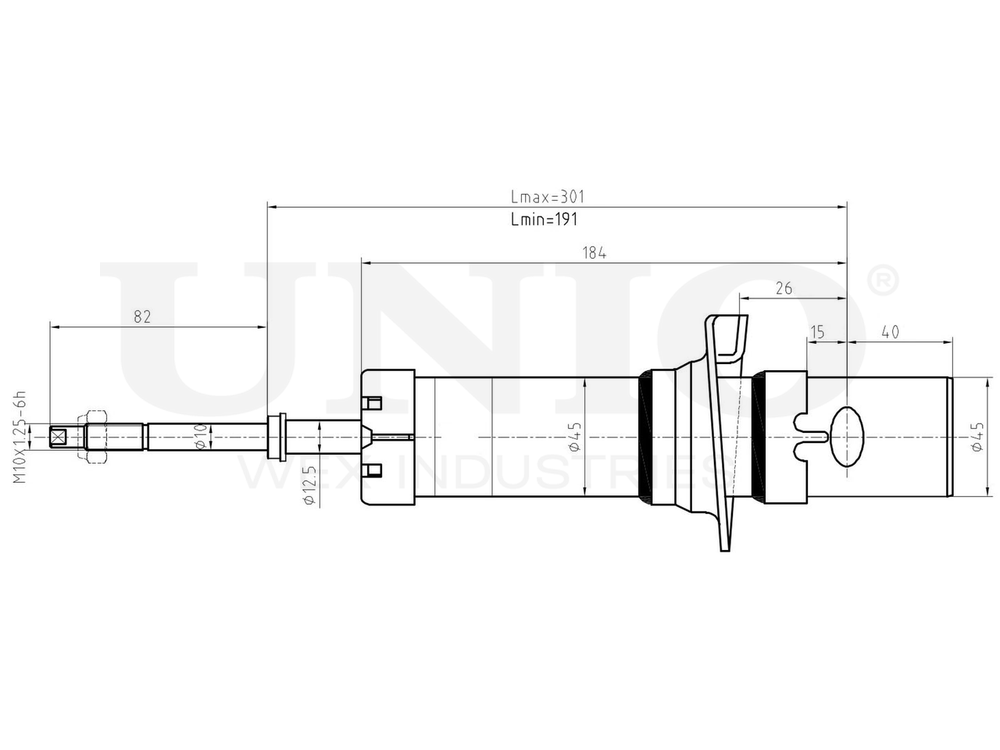 Амортизатор газовый передней подвески UNIO SAB-10516