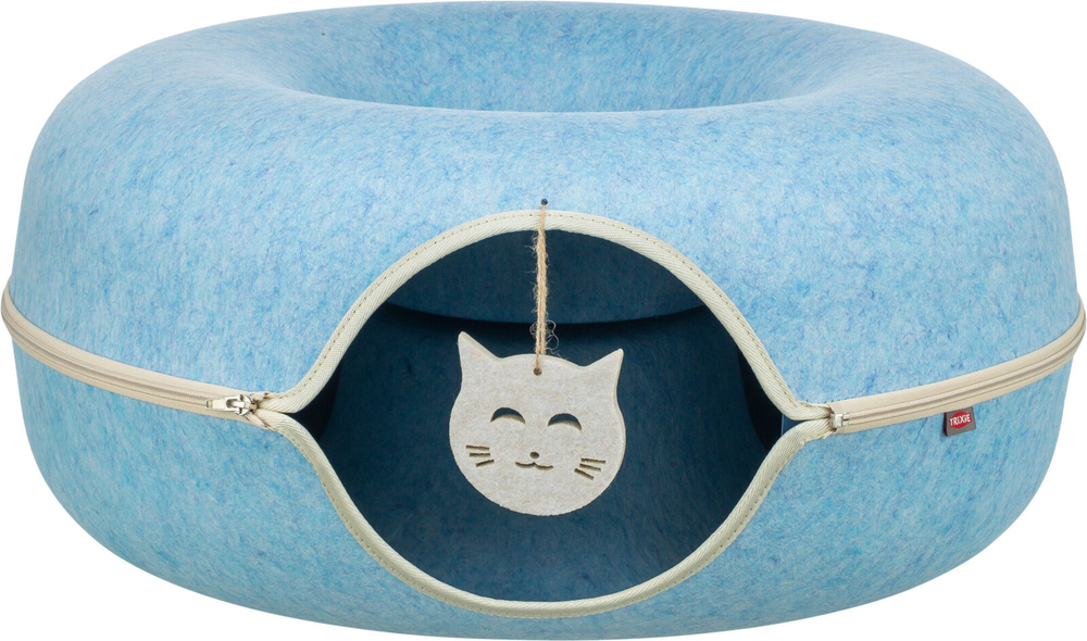 Лежак для кошки Пончик, ф 60 см, фетр, голубой, Trixie