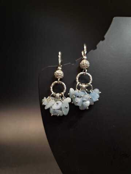 Серьги из голубого аквамарина