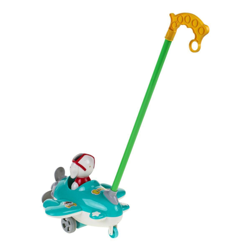 Каталка на палке Собака в самолете 59см, пакет 348