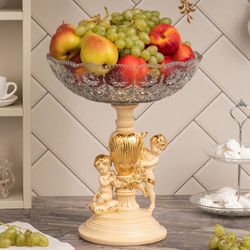 Фруктовница-конфетница Путти со стеклянной чашей 7373 Айвори