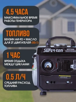 Генератор бензиновый SUPER GEN WX-1200 1,2 кВт