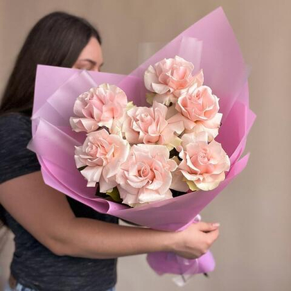 Французские розы розовые 7 шт