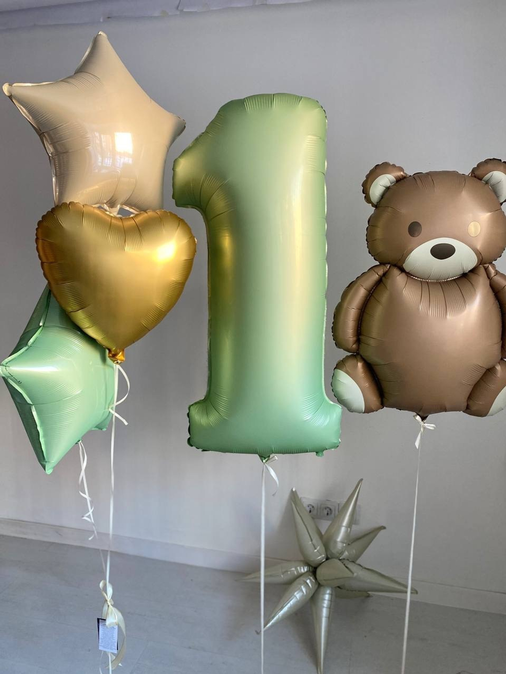Набор воздушных шаров на годик, Мишка №2090