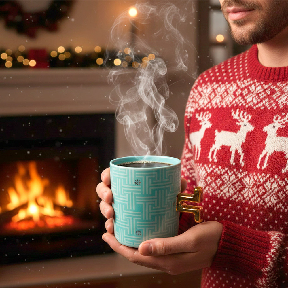 Керамическая кружка SWED HOUSE, розовый, бирюзовый 325 мл