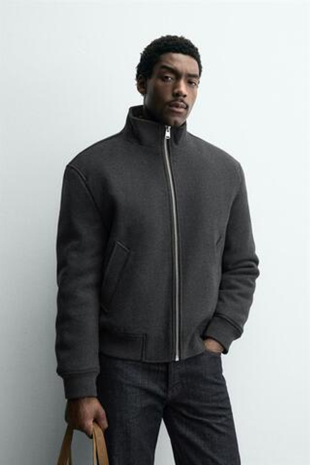 ZARA КОМБИНИРОВАННЫЙ БОМБЕР, АНТРАЦИТОВО-СЕРЫЙ