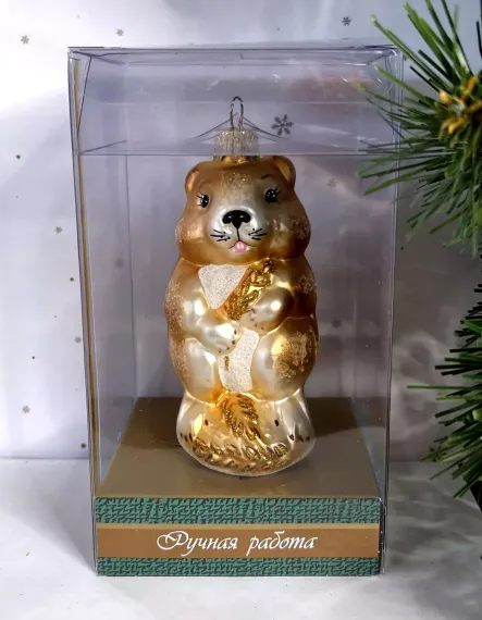Елочное украшение Хомяк, стекло, 10,5 см., 1 шт., Витус (А250)