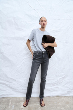 ZARA ДЖИНСЫ SKINNY С ВЫСОКОЙ ПОСАДКОЙ — ZW COLLECTION, СЕРЫЙ
