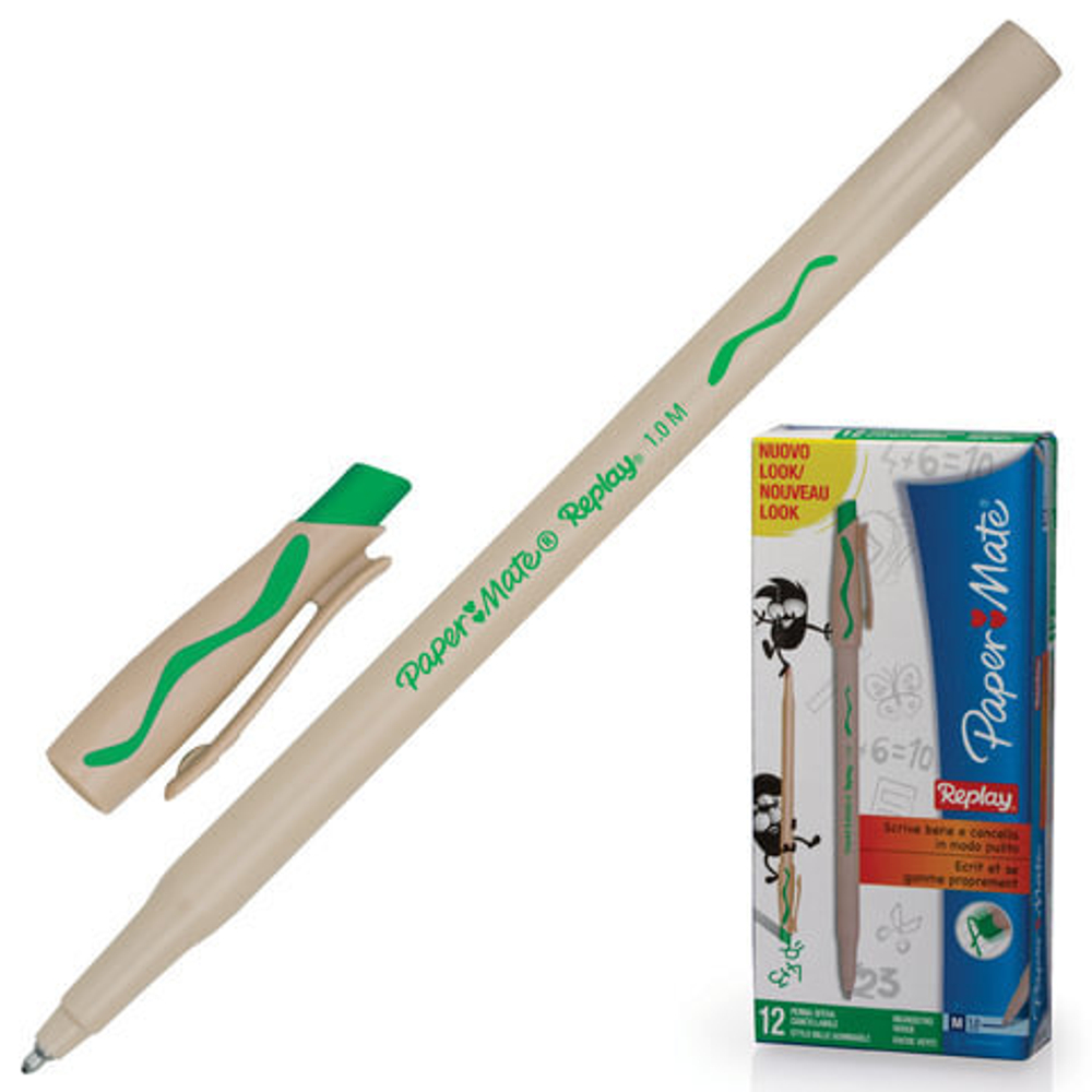 Ручка шариковая стираемая Paper Mate "Replay Medium" зеленая, 1,0мм S0183001 Цена за 1шт